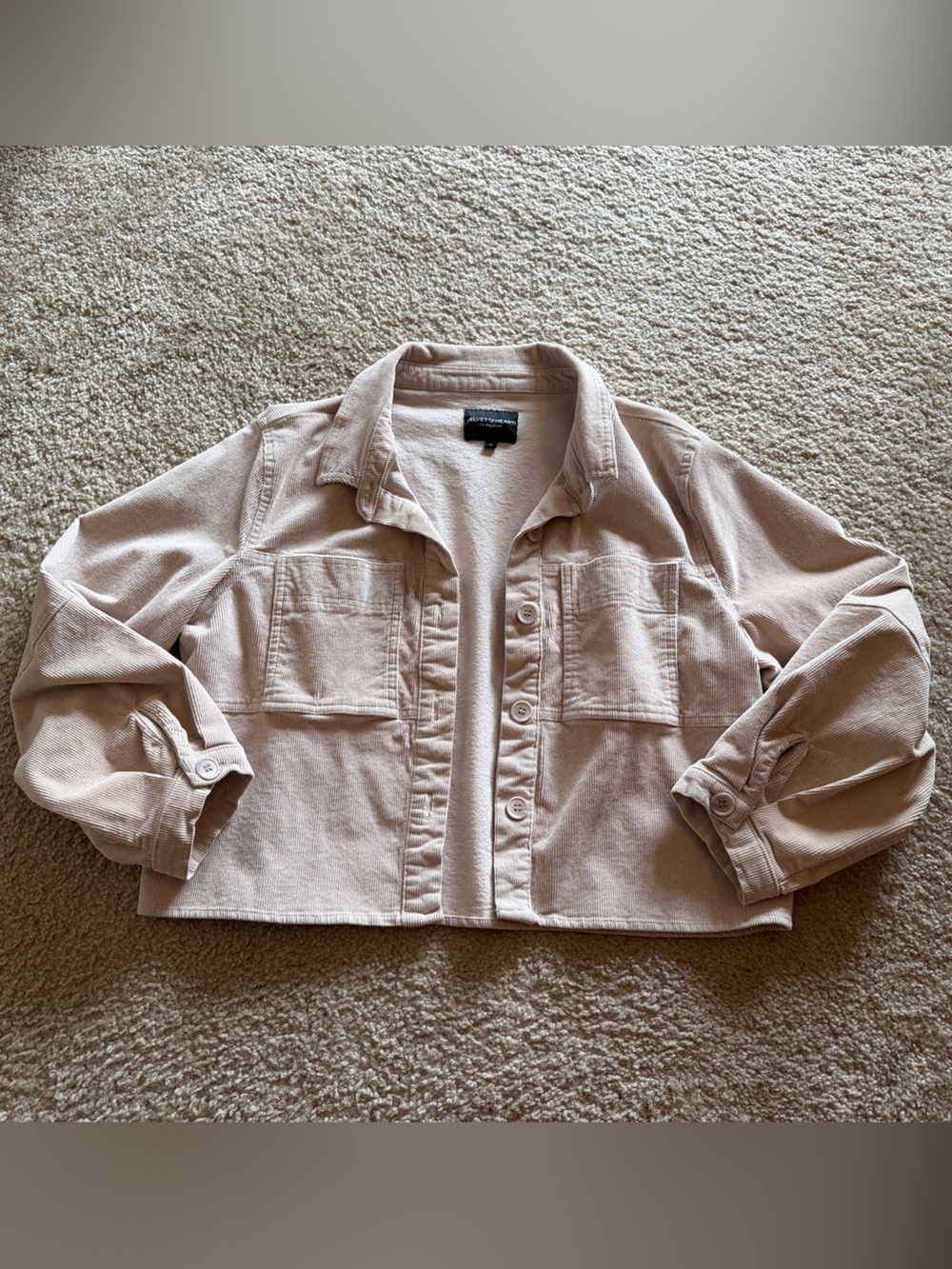 Velvet Heart Blush Cropped Button-Up Jean Jacket